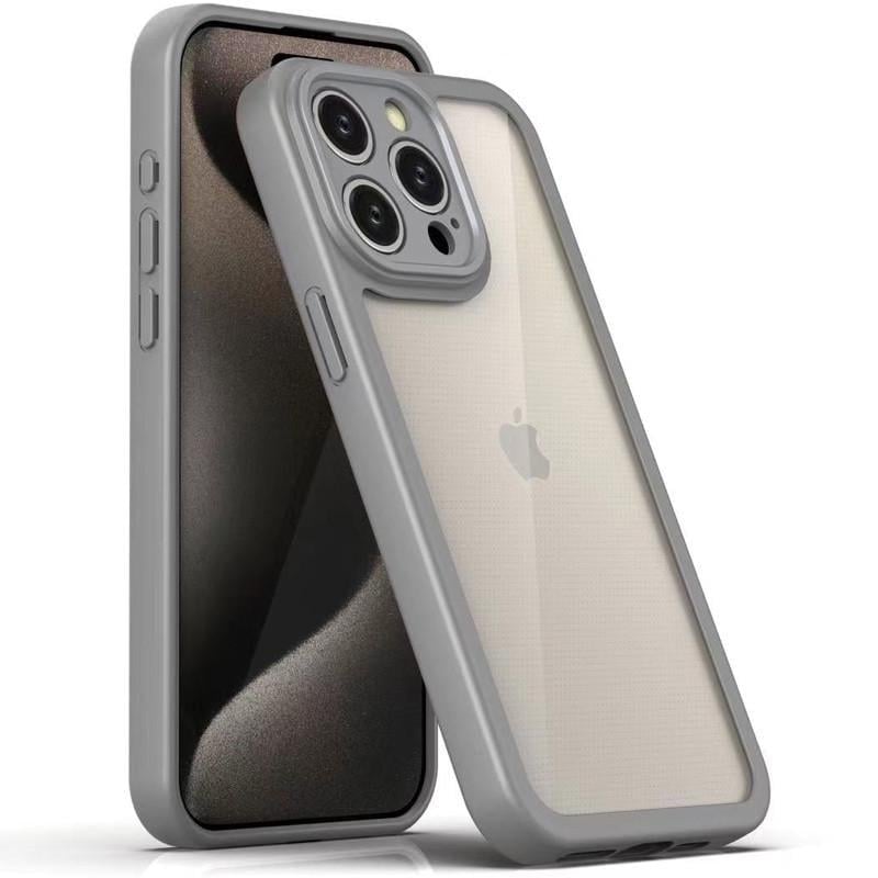 Противоударный TPU чехол Transparent + Colour 1,5mm для Apple iPhone 14 Pro (6.1") Grey