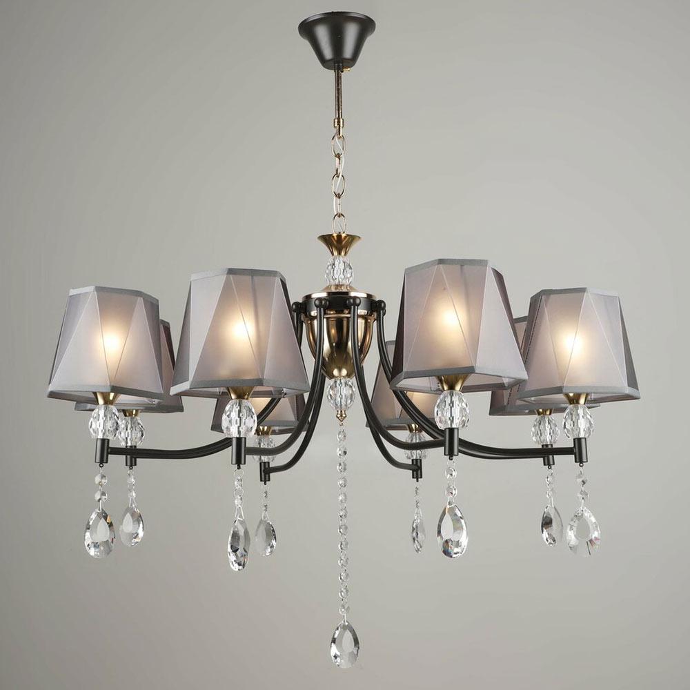 Люстра подвесная с абажуром Light House SRS-19649/8 COFFEE+FGD Кофейный/Золотой/Серый
