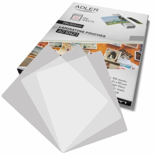 Пленка Adler AD 1042.1 A4 100 глянцевых пакетов 2х80 мкм с антистатическим покрытием