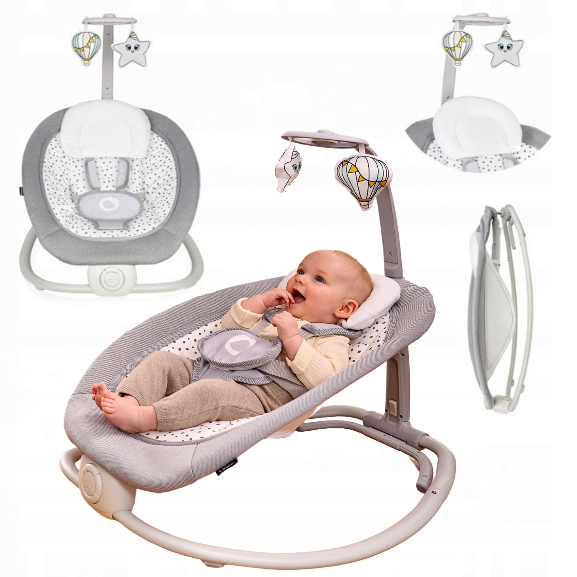 Колиска-гойдалка електрична Lionelo Pascal з вібрацією та мелодіями Сірий (5903771) - фото 2