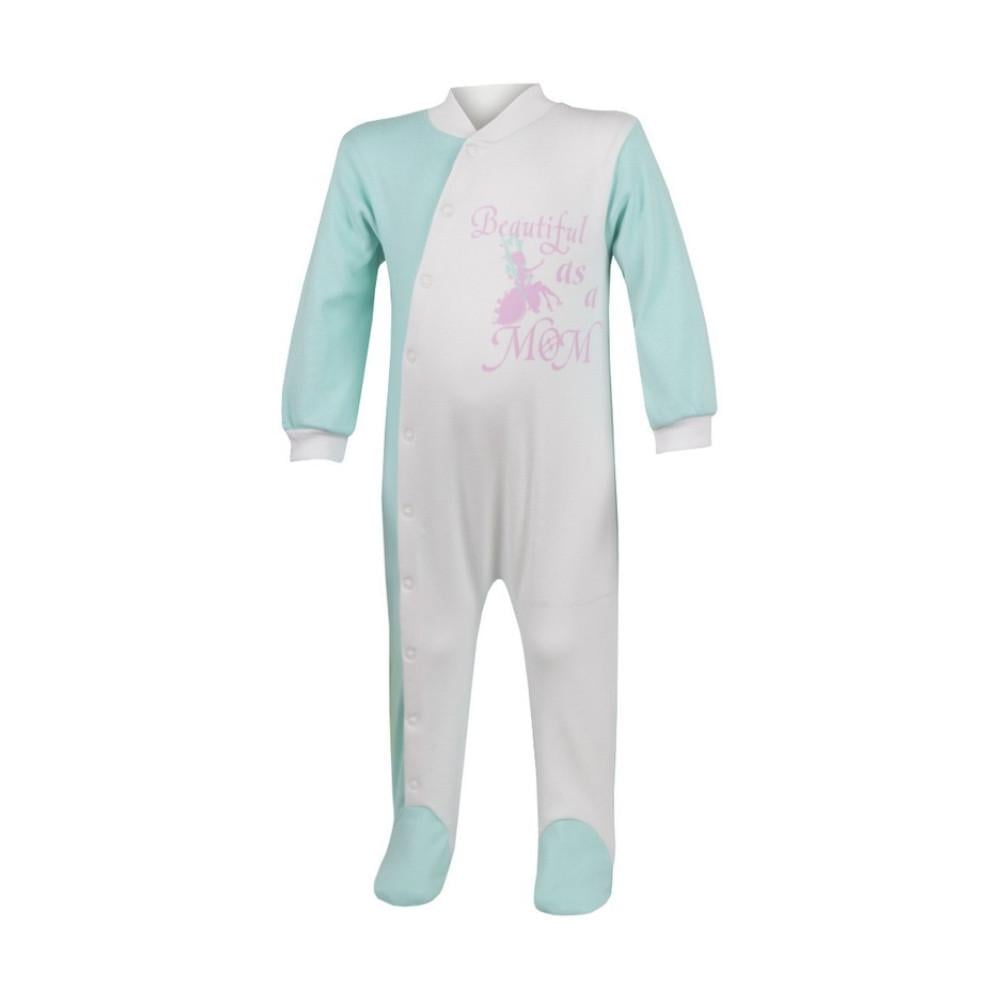 Комбинезон детский хлопковый для девочки Gabbi Красивая как мама 80 см Ментоловый (10897)