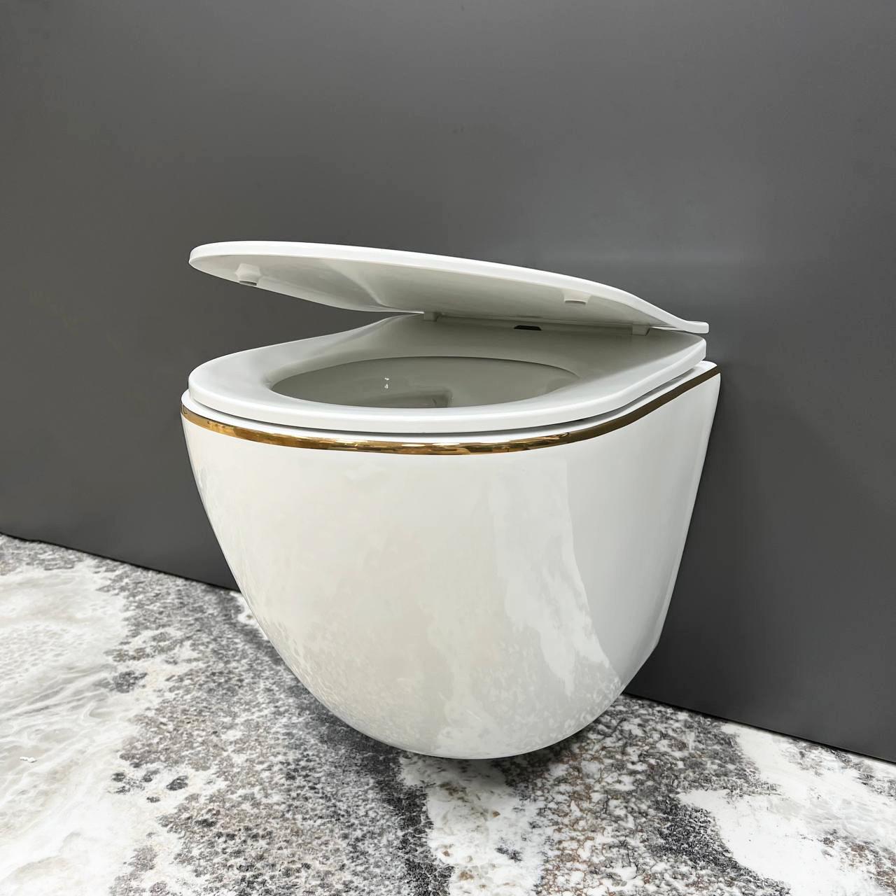 Унитаз подвесной VBI Vulcano White/Gold Edge (2808389216)