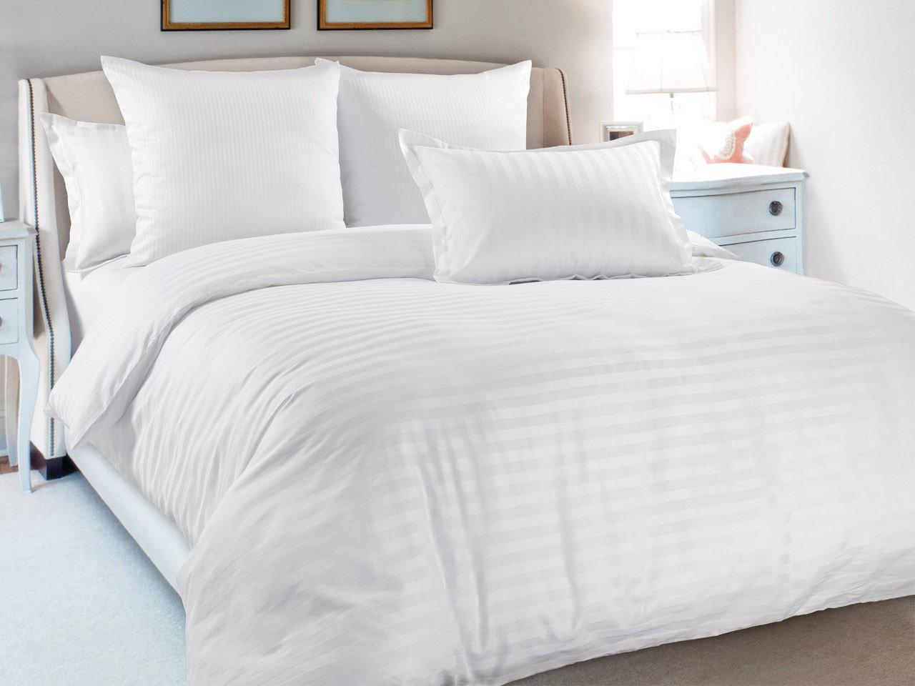 Комплект постельного белья Полоски 200х220 см двуспальный бязь Белый (Glux-3535/2.0)