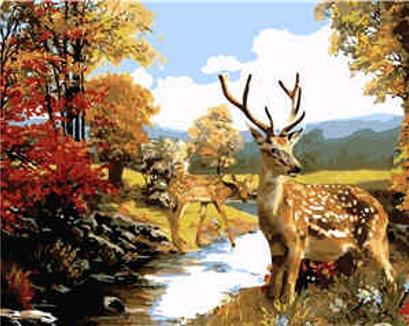 Набор для росписи по номерам Strateg Олени в лесу 40х50 см (VA-2247-mt)