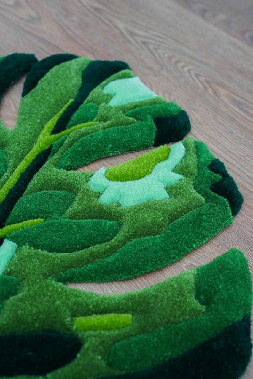 Килим ручної роботи Листок монстери 70х65 см - фото 3 Килим ручної роботи Листок монстери 70х65 см - фото 3