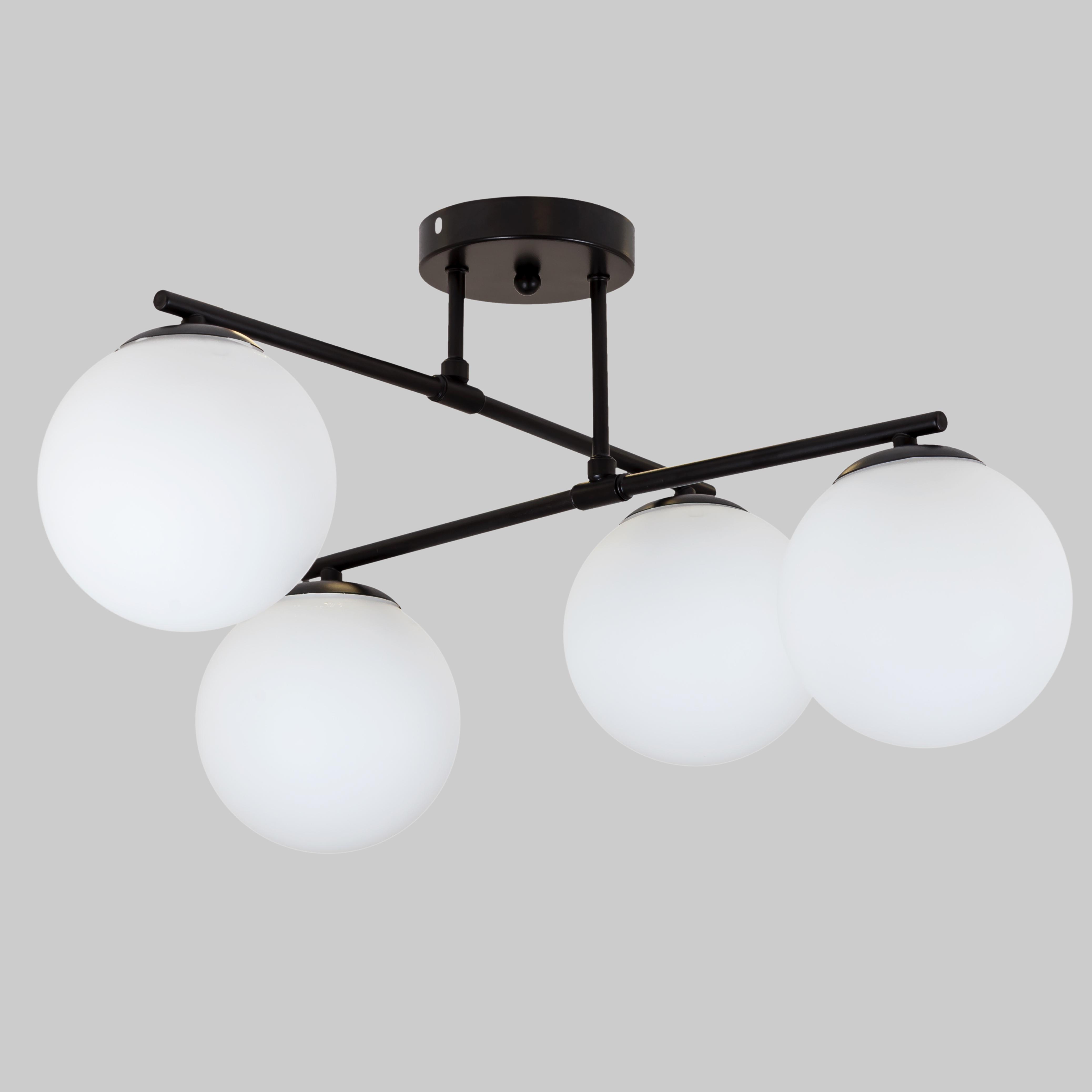 Люстра потолочная Modern Globe Cluster на 4 лампы Черный/Белый (56-XPR150F-4 BK+WH)