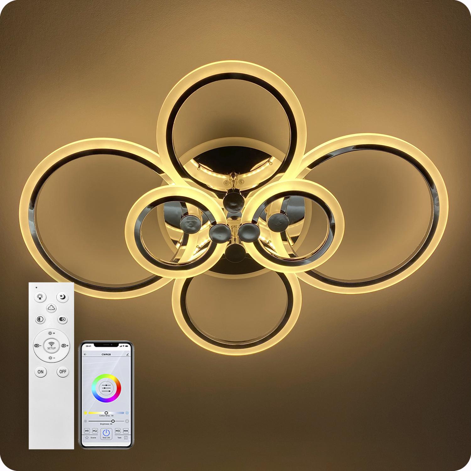 Люстра светодиодная 517 Light 3color с пультом 140 Вт Хром (01026) - фото 4 Люстра светодиодная 517 Light 3color с пультом 140 Вт Хром (01026) - фото 4