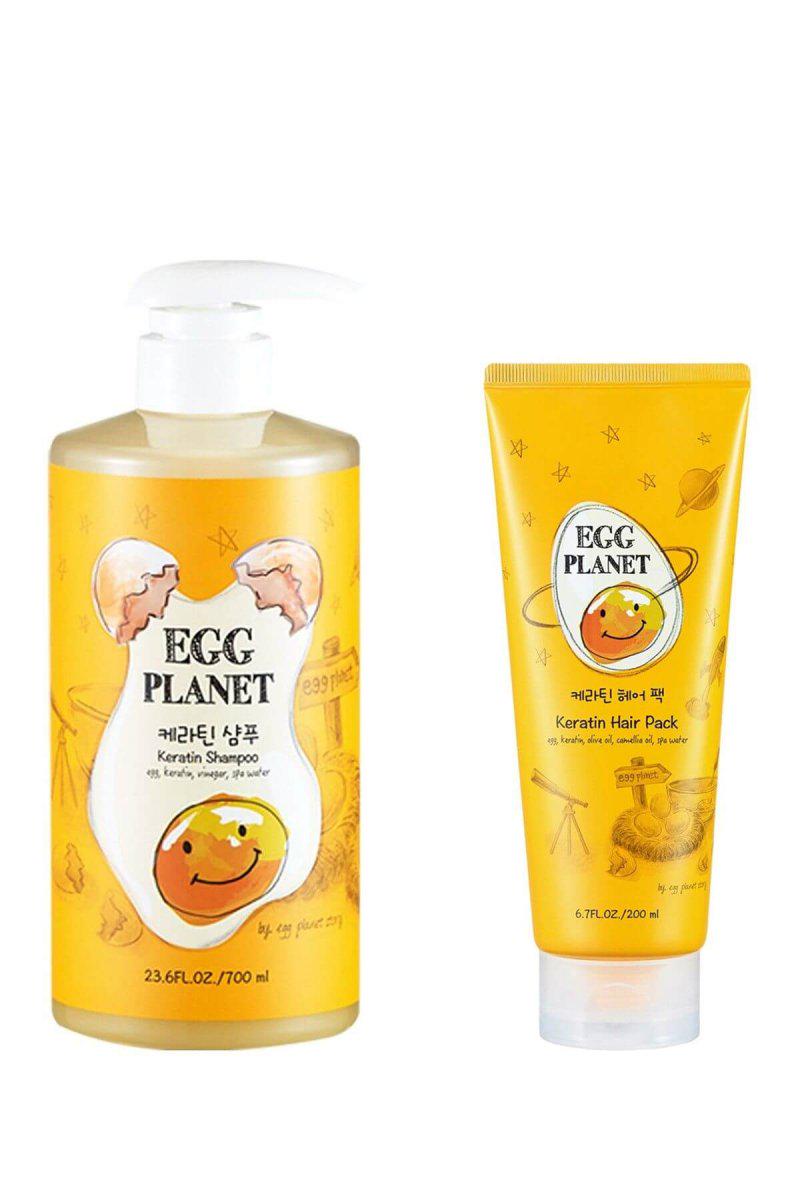 Набір шампунь та догляд Daeng Gi Meo Ri egg planet keratin shampoo + hair pack з натуральними екстрактами та кератином - фото 1