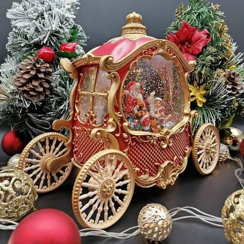 Ліхтар музичний новорічний Карета від батарейок та USB 26 см (26140883) - фото 6