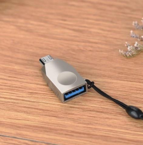 Переходник Hoco USB 3,0 to micro USB OTG адаптер Silver (UA10) - фото 3