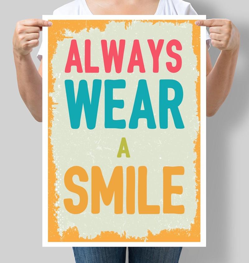 Постер мотивационный Always wear a smile 30x42 см A3 без рамки (M004_A3) Постер мотивационный Always wear a smile 30x42 см A3 без рамки (M004_A3)