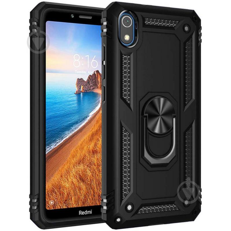 Ударопрочный чехол Epik Serge Ring магнитный держатель для Xiaomi Redmi 7A Черный (775860)