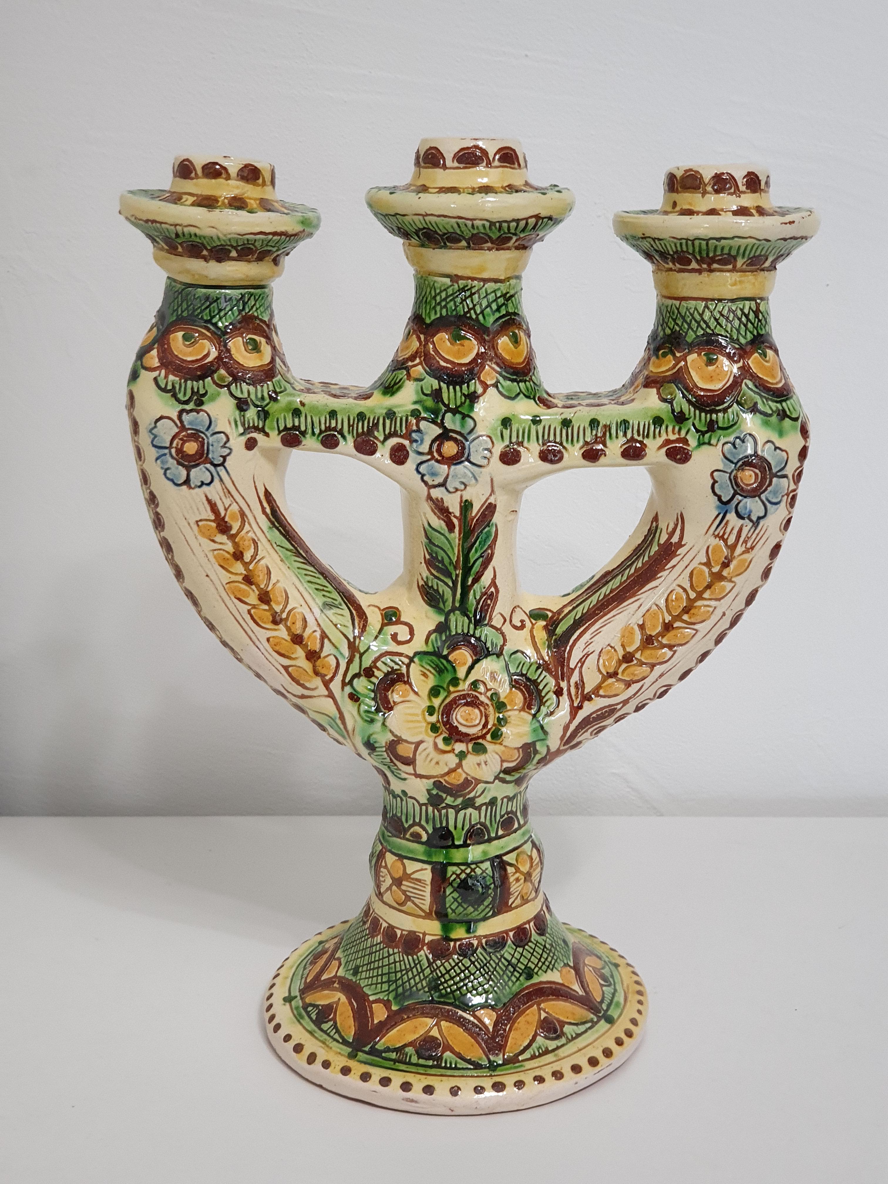 Подсвечник на 3 свечи Косовская керамика 19х27 см (1344)