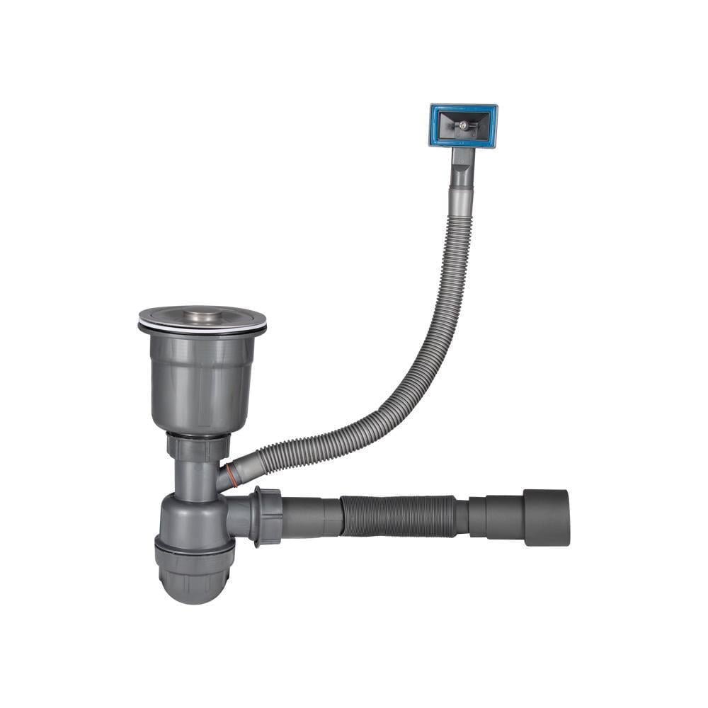 Сифон для кухонной мойки Lidz LK16 Bruch PVD выпуск 115 мм колбовый с квадратным переливом выход гофры 40/50 мм Grey (SD00051310)