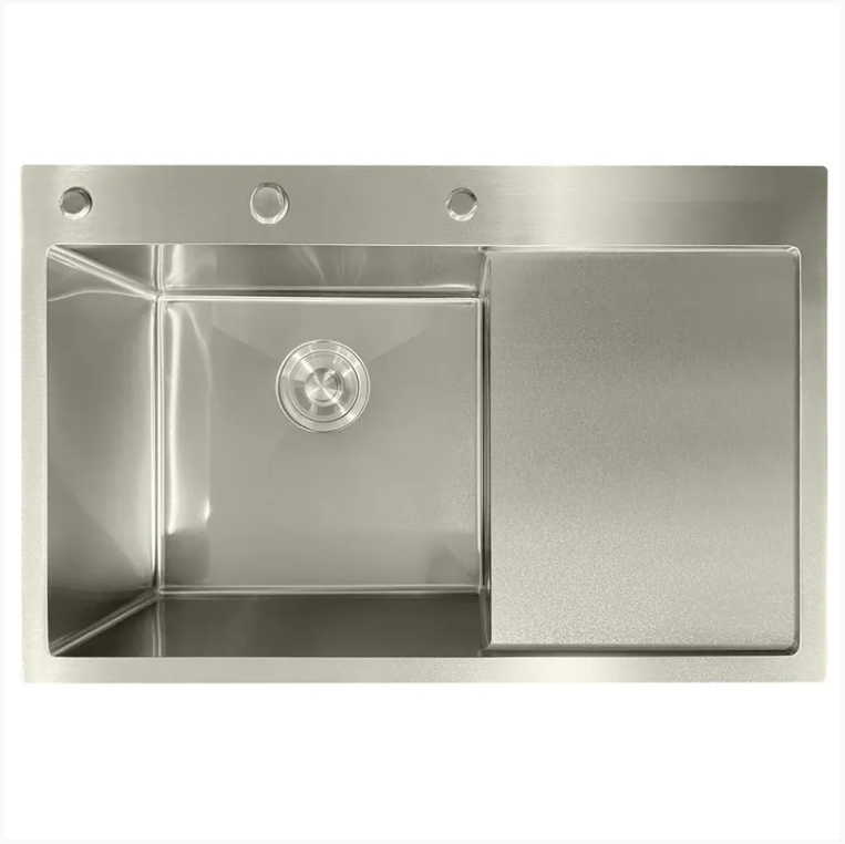 Мийка кухонна MIXXUS MH7849L нержавіюча сталь 3,0/0,8 мм інтегрована з правим крилом Nano-Silver (MI7048)
