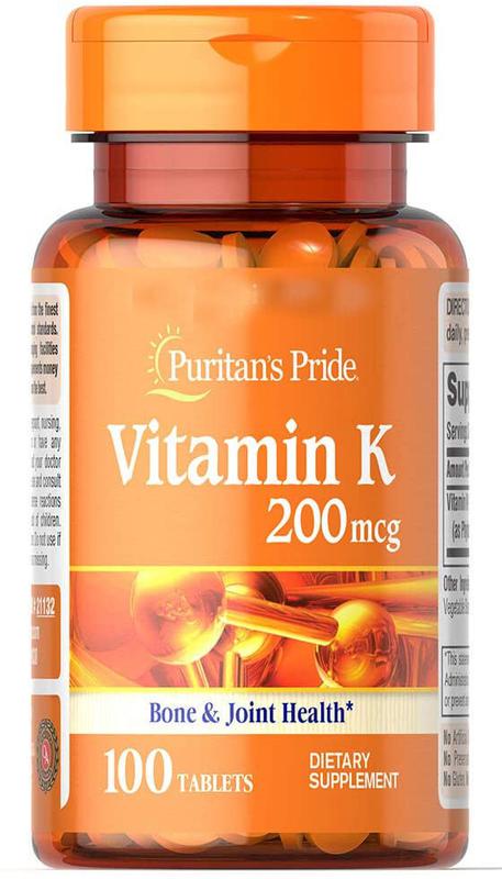 Витамин K Puritan's Pride Vitamin K 200 mcg 100 Tabs