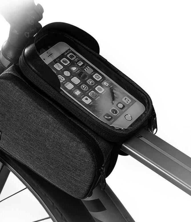 Велосумка на раму под смартфон Sahoo 122007 Top Tube Bag 1,5 л Grey (6920636791131) - фото 3