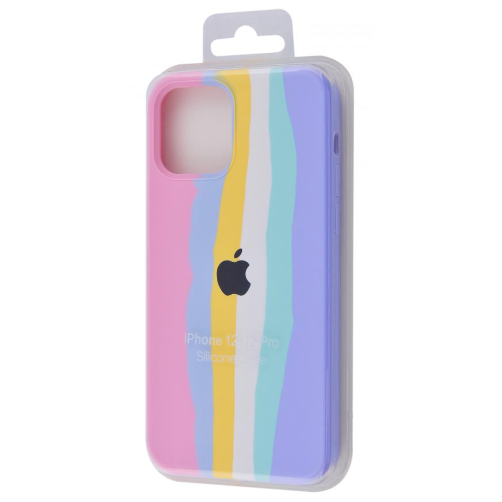 Чехол с мягкой подкладкой PRC Rainbow Silicone Case iPhone 12/12 Pro pink/purple Розовый Фиолетовый - фото 2