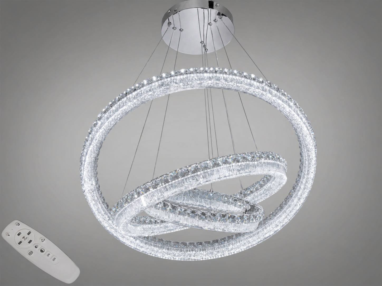 Люстра подвесная MD6027/800/600/400HR LED 3 кольца/пульт/ 270W хром (33134180)