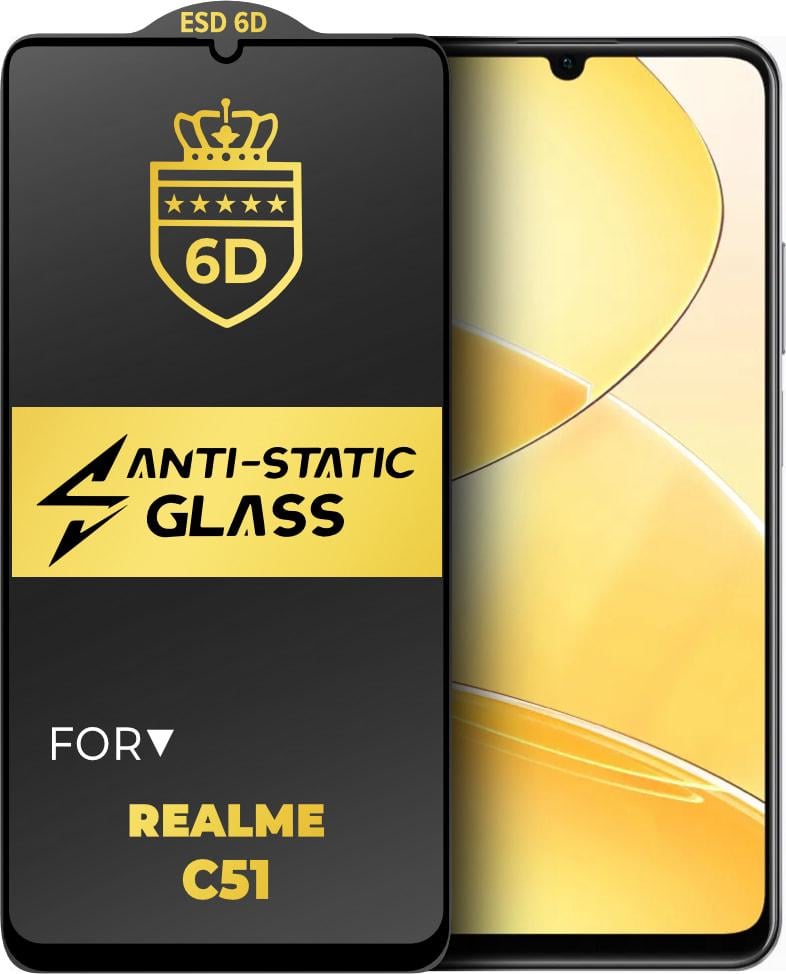 Защитное стекло 6D Anti-Static Realme C51 Glass Shield