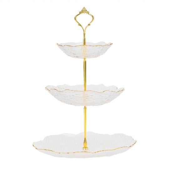 Блюдо 3-х ярусне Elisey Гірський кришталь скляне 35 см Прозорий (135-81- 9219-033)