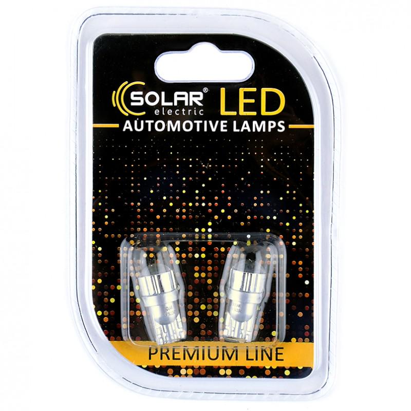 Светодиодные Led автолампы Solar Premium Line 12 В T10 W2,1x9,5d 2Cree XBD 120lm White - фото 2