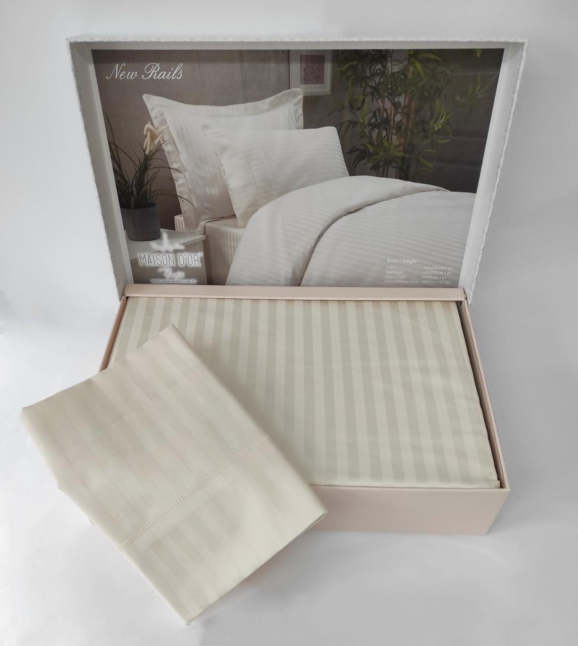 Постельное белье Maison D'or сатин страйп 200х220 Rails Cream (CN12155)