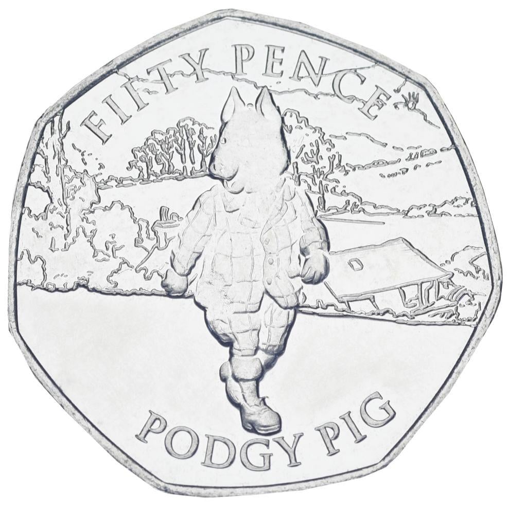 Колекційна монета Острів Мен 50 пенсів 2020 UNC Свинка Poggie the Pig (М24973)