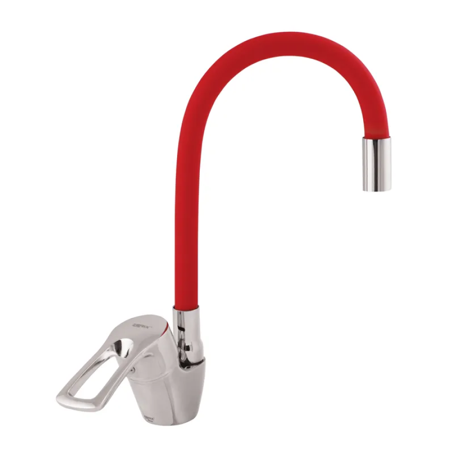 Смеситель для кухни с гибким изливом Zerix YUB181 Red (ZX0435)