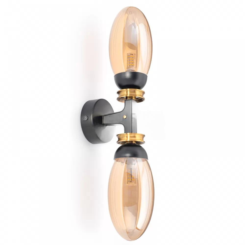 Бра Gold Ring со стеклянным плафоном Honey Cone/Black (WL-000103/BLK+HC)