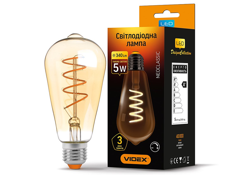 Светодиодная лампа Videx ST64FASD Filament 5W E27 2200K Бронзовый (VL-ST64FASD-05272)