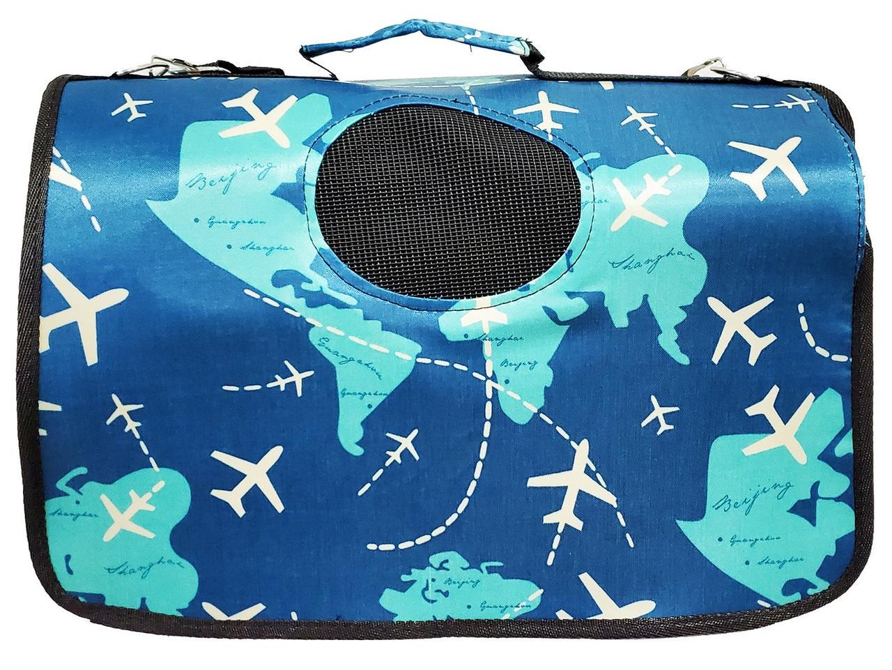 Сумка-переноска для животных котов и собак Самолеты L Синий (00000005137)