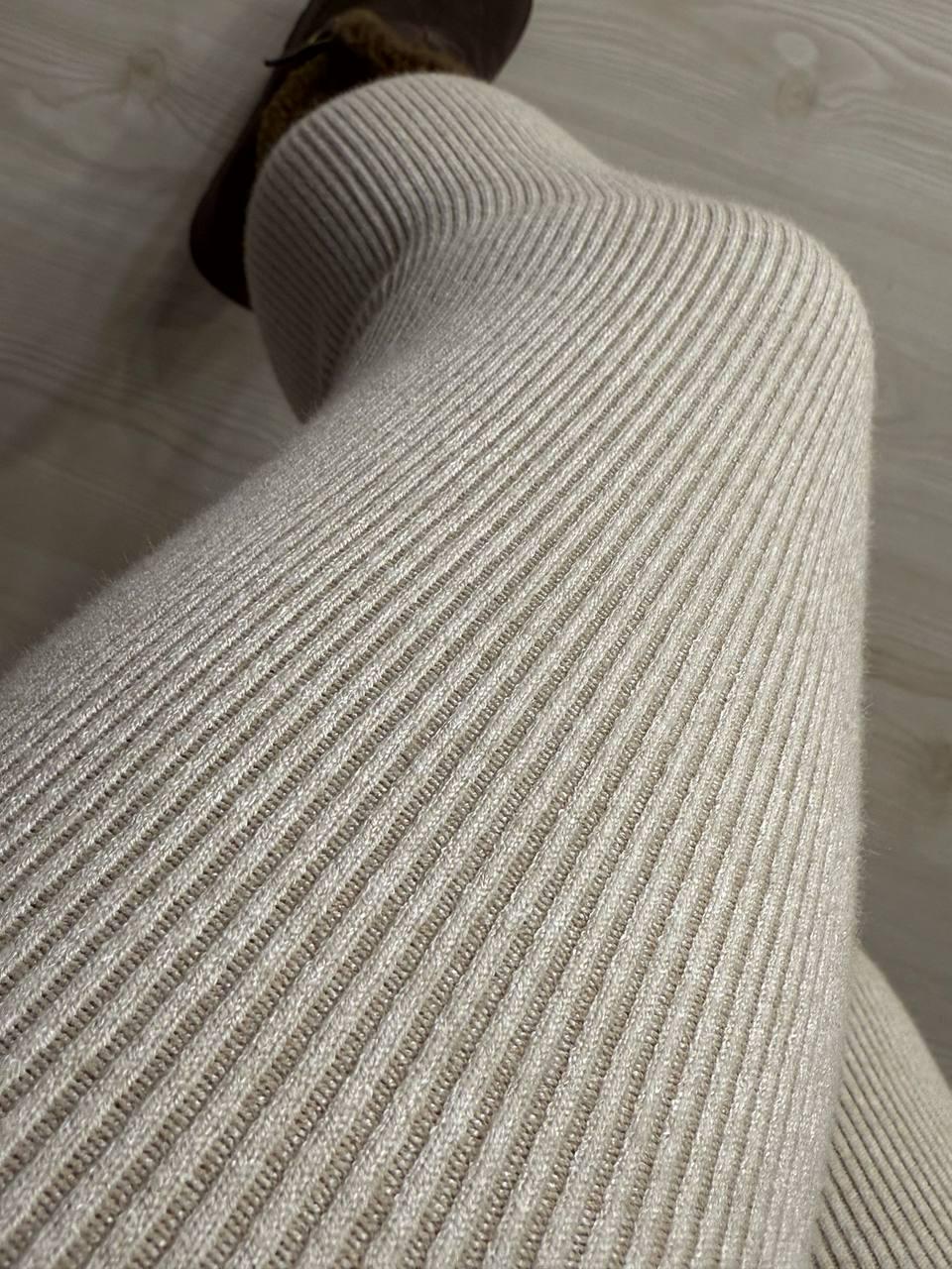 Лосини жіночі A-N 6126-6161 теплі в рубчик на хутрі ангори OS Бежевий (5589) - фото 8