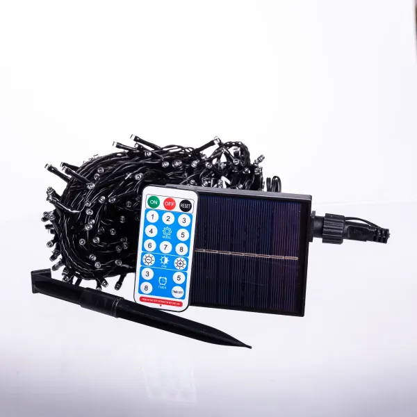 Гирлянда нить уличная 300 LED 30 м на солнечной батарее черная нить с пультом ДУ Разноцветный - фото 4 Гирлянда нить уличная 300 LED 30 м на солнечной батарее черная нить с пультом ДУ Разноцветный - фото 4