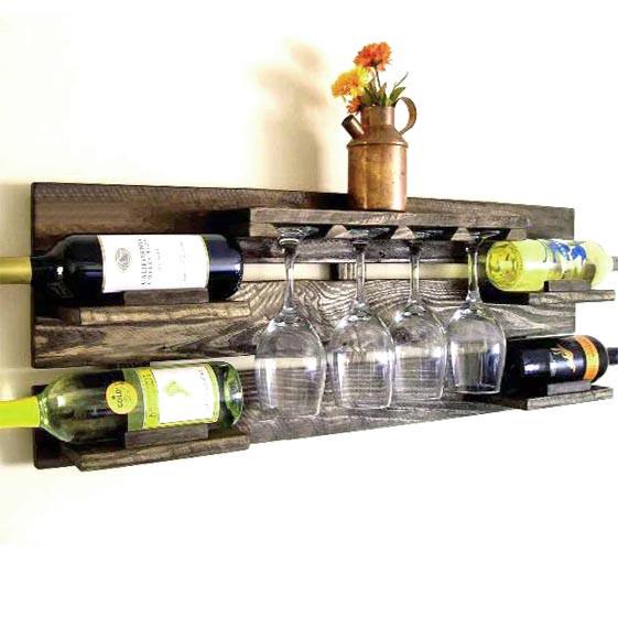 Полка для вина настенная из дерева Камикон Мокко (ПНК-020110)