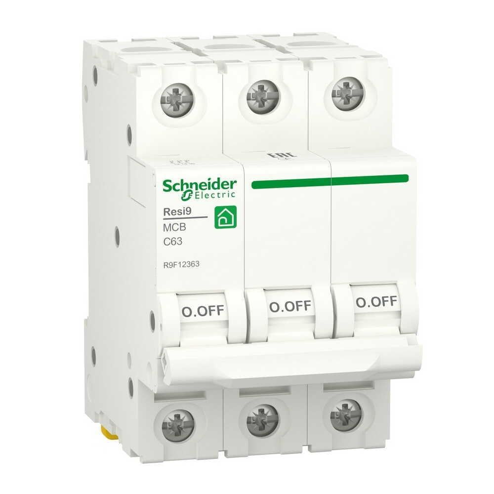 Автоматичний вимикач Schneider Electric 6 кА C 3P 63 А Resi9 (R9F12363)
