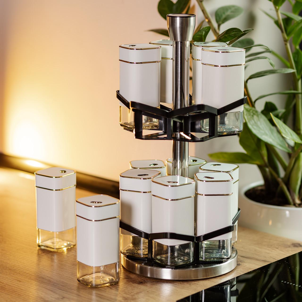 Набор специй на подставке 12 шт. 120 мл Белый