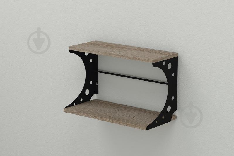 Полка настенная Ferrum-decor Букин 330x700x240 металл Черный ДСП Сонома Трюфель 16 мм (BUK0047)