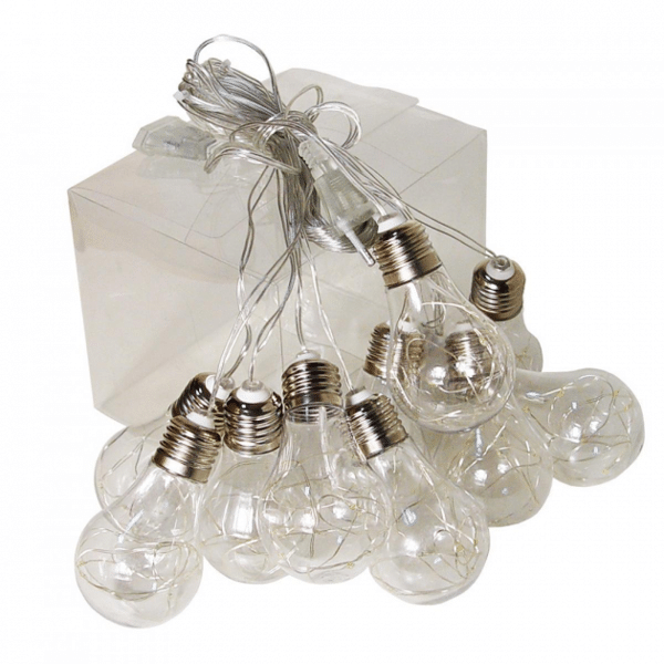 Новогодняя гирлянда бахрома Лампочки 10 Led прозрачный провод 2 м Белый тёплый (472830-Prob)