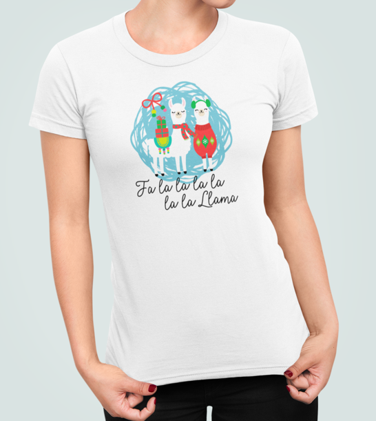 Футболка женская новогодняя Stedman с принтом La La Ламы XXL Белый (НГ19.1-10)