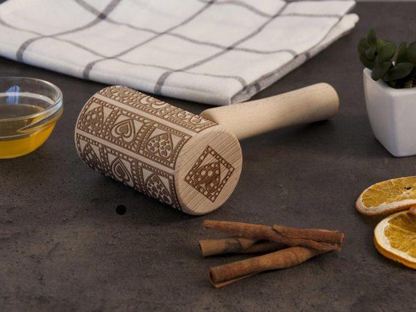 Ролик для тіста WoodPresentStudio з орнаментом