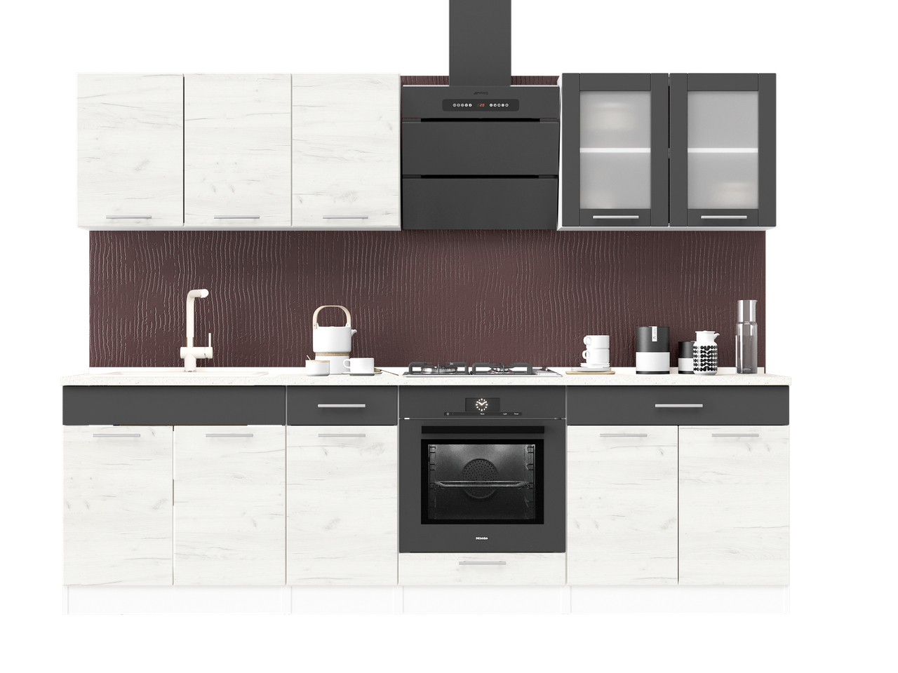 Кухня готовая Эверест №4 Эко Нова и столешница 2,6 м Крафт белый/Графитовый (27010.01) - фото 1 Кухня готовая Эверест №4 Эко Нова и столешница 2,6 м Крафт белый/Графитовый (27010.01) - фото 1