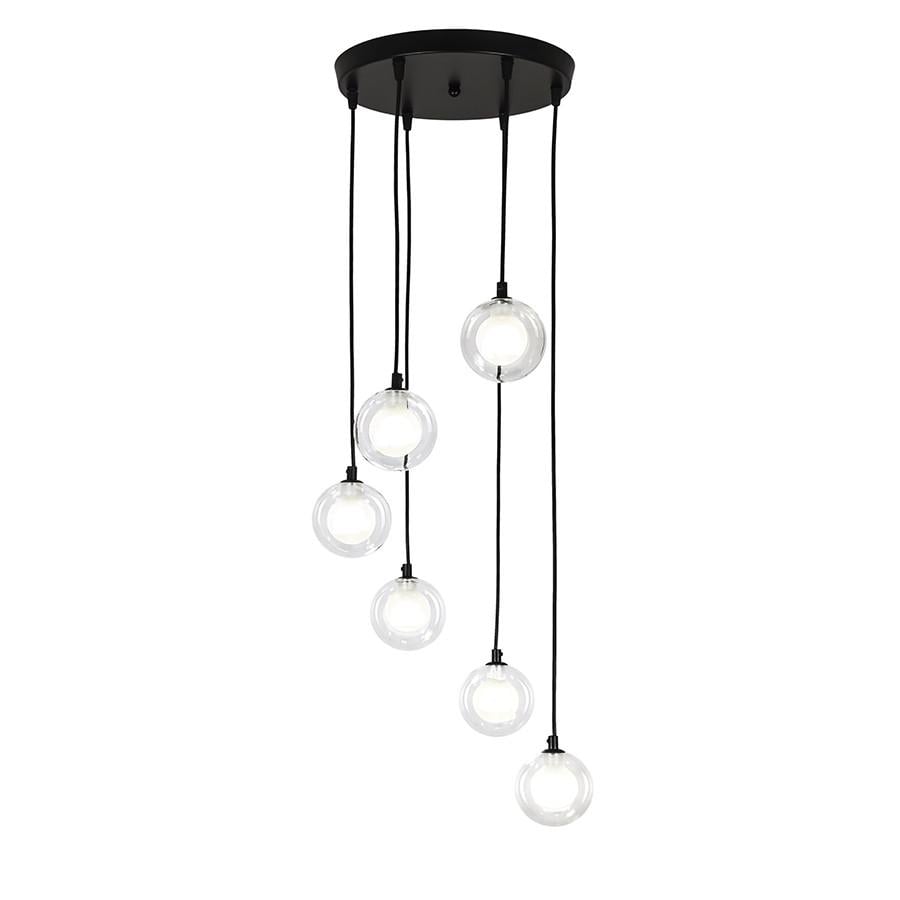 Подвесной светильник Levistella 761P1006F-6 BK+CLWH/300 на шесть плафонов Черный/Прозрачный (2354498428)
