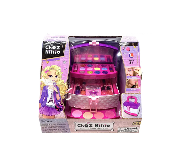 Детская косметика Шкатулки на 3 яруса румяна/тени/лаки/блеск/помады/стразы (6598)