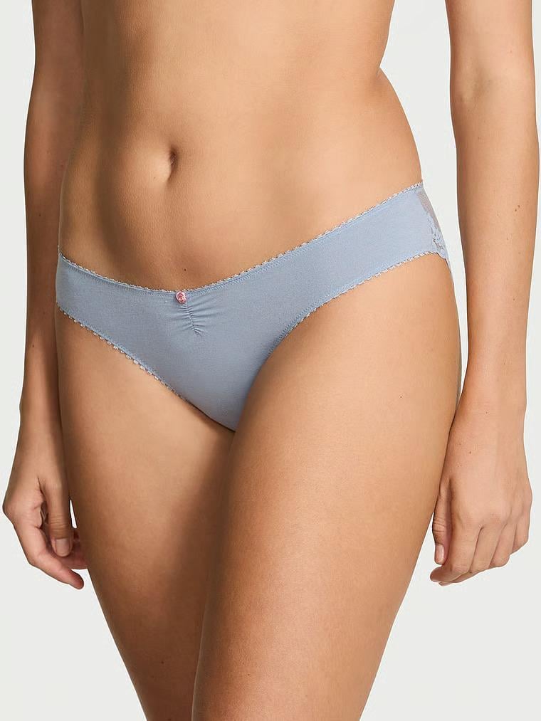 Трусики бикини Victoria's Secret Stretch Cotton Heart Lace Bikini Panty L Голубой (27186951)