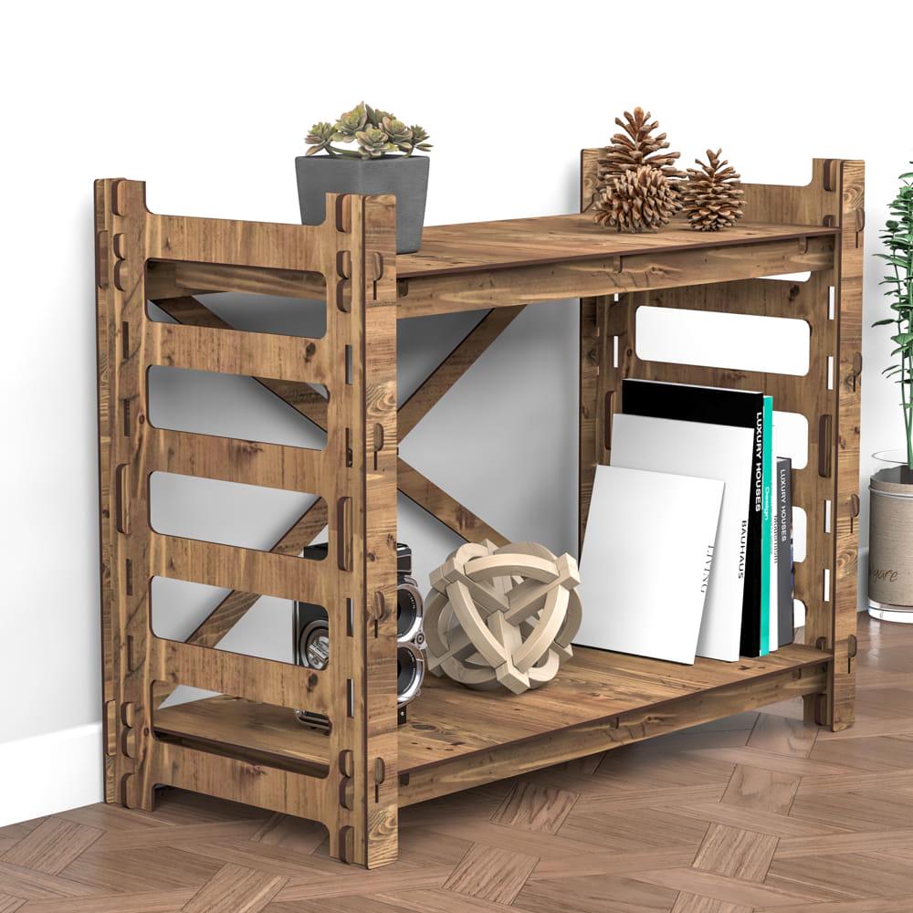 Стелаж з дерева у спальню Hexagonica Ladder на 2 полиці 600x750x365 мм (111009)