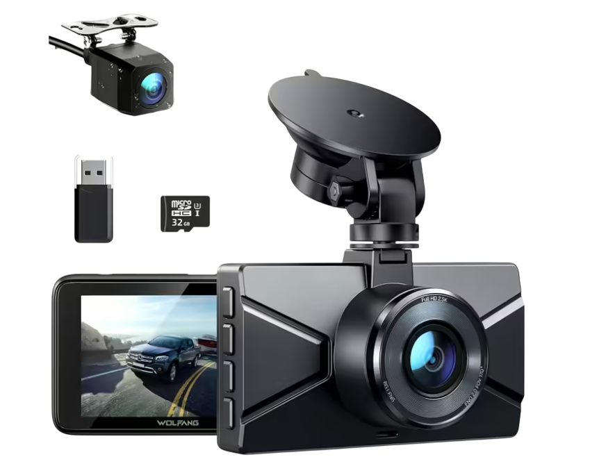Видеорегистратор с ночным видением WOLFANG Dashcam 2,5 K и 1080P 170° WDR/парковочный режим (2942869160)