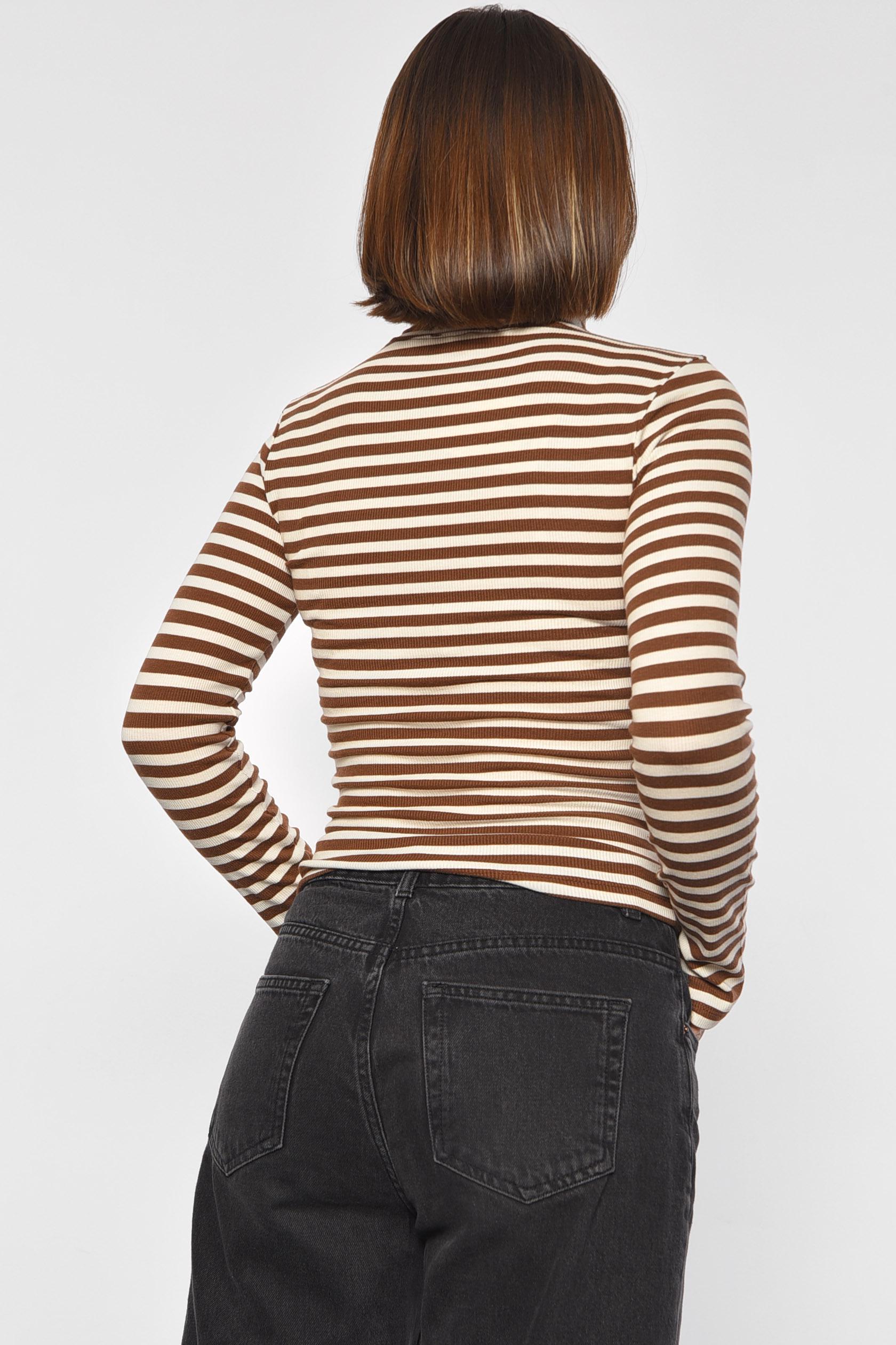 Гольф женский в полоску M Коричневый (187780) - фото 3 Гольф женский в полоску M Коричневый (187780) - фото 3