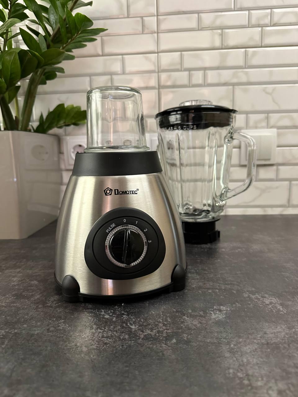 Блендер Domotec стаціонарний 2в1 скляні чаші з кавомолкою 1000 W (MS-6610) - фото 6 Блендер Domotec стаціонарний 2в1 скляні чаші з кавомолкою 1000 W (MS-6610) - фото 6