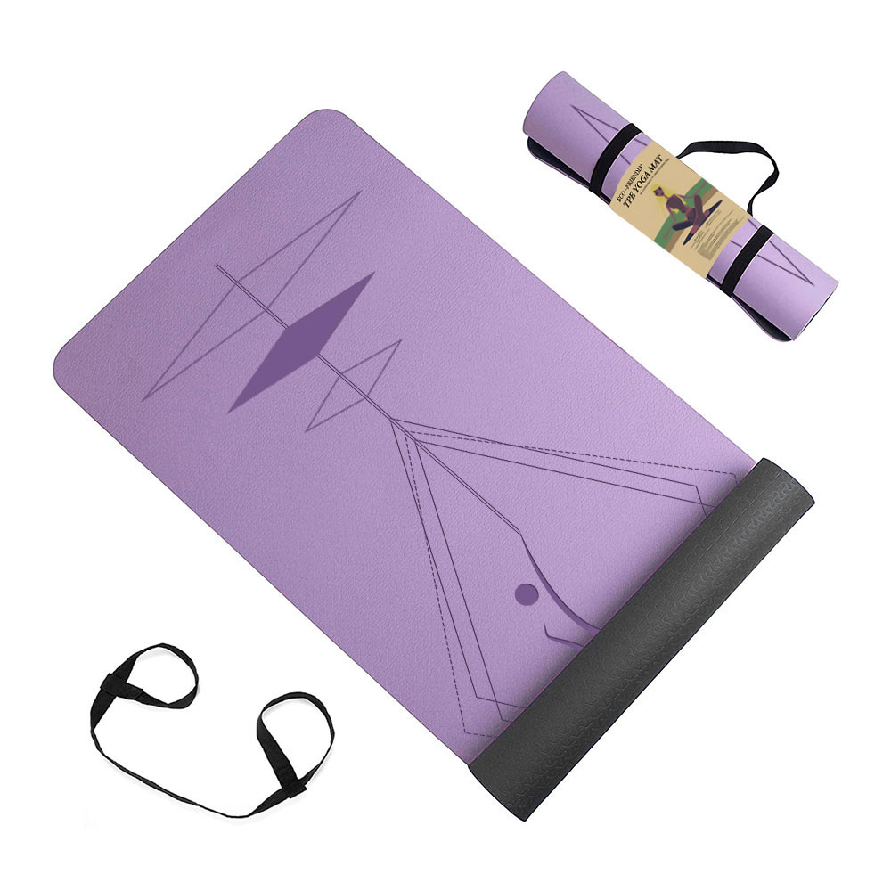 Коврик для фитнеса и йоги двухслойный нескользящий 6 мм Фиолетовый (0416-1)